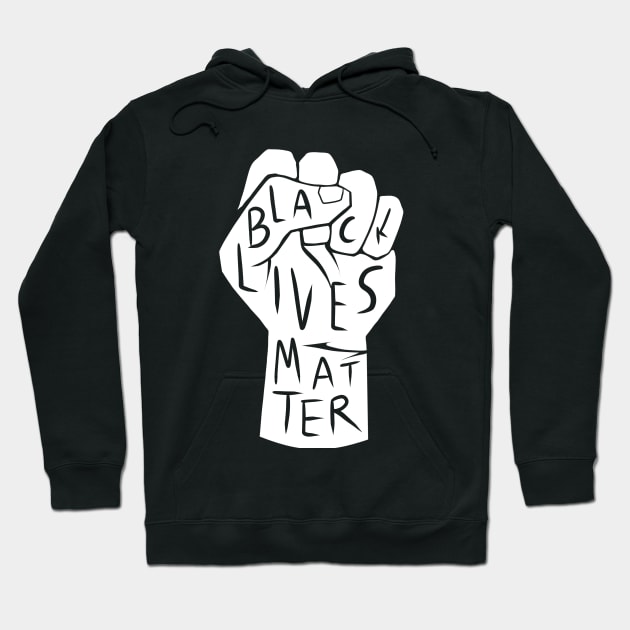 black lives matter | black power fist (white on black background) Hoodie by acatalepsys 